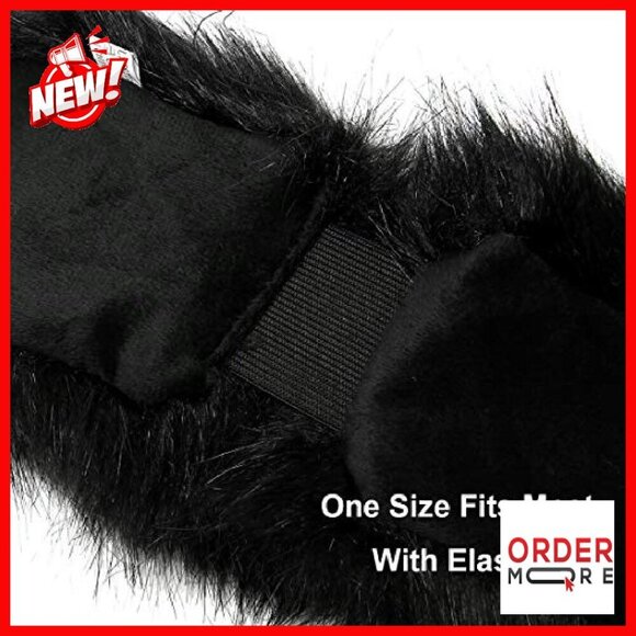 Faux Fur Headband Winter Earwarmer Stretch Adjustable Fleece Lined main image 6